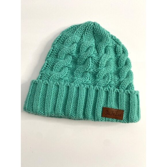 Ski The East Wool Blend Beanie Cable Knit Hat One Size Fits Most Green - Picture 1 of 11
